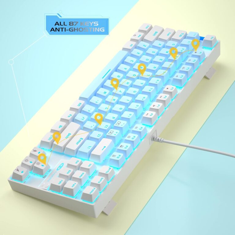 Gaming Keyboard with Blue Switch, LED Blue Backlit Keyboard